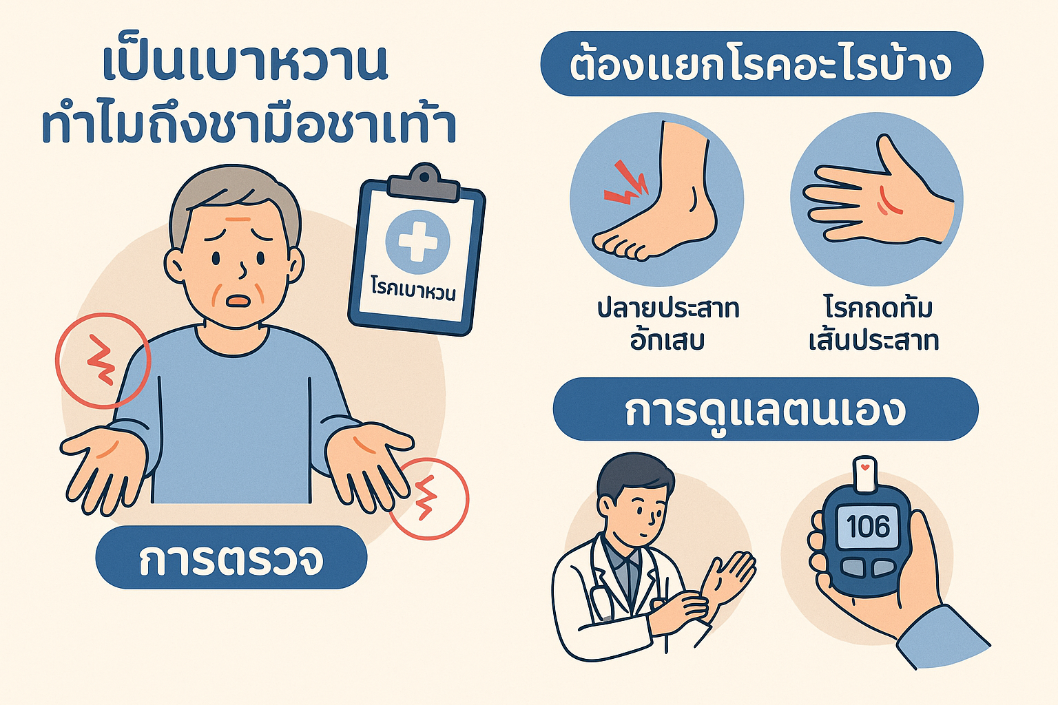 เป็นเบาหวาน ทำไมถึงชามือชาเท้า?