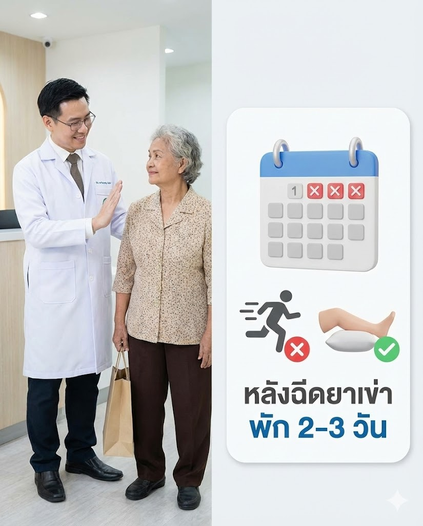 ฉีดยาเข่าเสร็จแล้ว... เดินปร๋อได้เลยไหม? หรือต้องนอนนิ่งๆ? สรุปแล้วต้องพักกี่วันกันแน่?