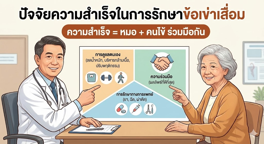 รักษา "ข้อเข่าเสื่อม" ทำไมบางคนดีขึ้นไว แต่บางคนไม่หายสักที? ปัจจัยความสำเร็จอยู่ที่ตรงไหน?