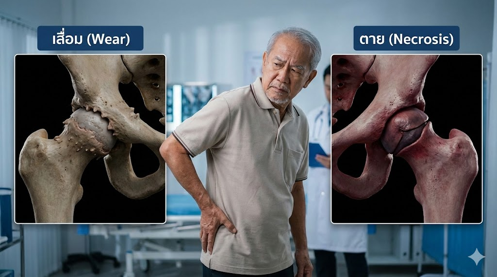 โรคข้อสะโพกเสื่อม VS โรคกระดูกหัวสะโพกตายในผู้สูงอายุ: เหมือนหรือต่างกันอย่างไร?